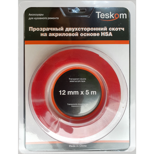 Двухсторонняя лента акриловая HSA, толщ. 1,0 mm, прозрачная TESKOM